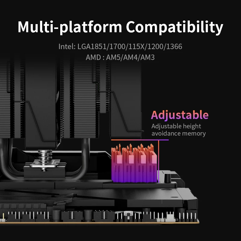 POWER TRAIN X-GAMERX MK6 Radiator 6 Heat Pipe ARGB CPU Cooler Intel LGA1851 1700 1200 115X AM5 AM4 Computer Tower Air Cooling - Image 6