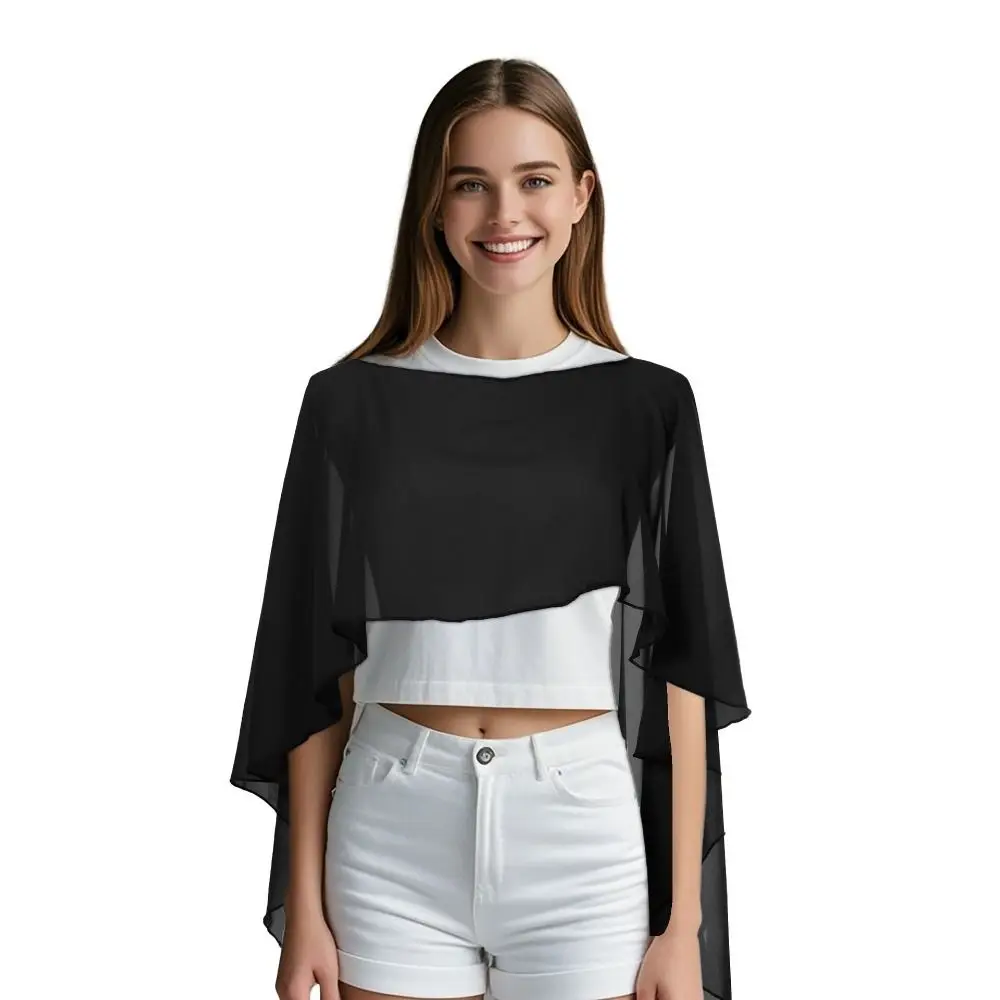 New Fashion Soft Wedding Capes Long Solid Color Chiffon Shrug Wedding Jacket Wraps Womens Ladies Evening Cover Up Beach Shawl