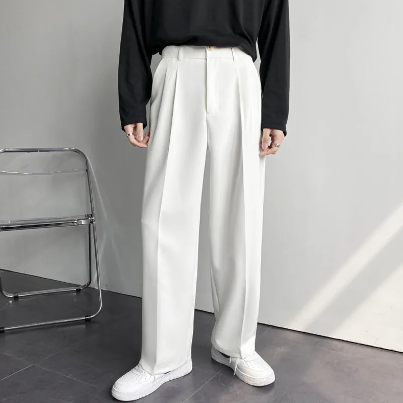 Men Suit Pants Autumn Straight Loose Casual High Street Wide Leg Korean Fashion