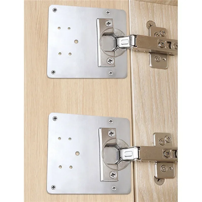Description Picture 6 of item2/4/8PCS Cabinet Hinge Repair Plate Stainless Steel Mounting Fixing With Screws Furniture door