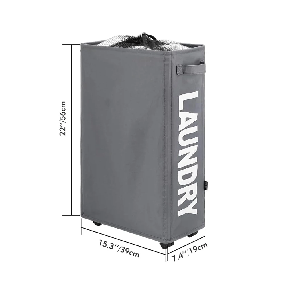 Laundry Basket 22" Rolling Foldable Portable Hamper with Handle