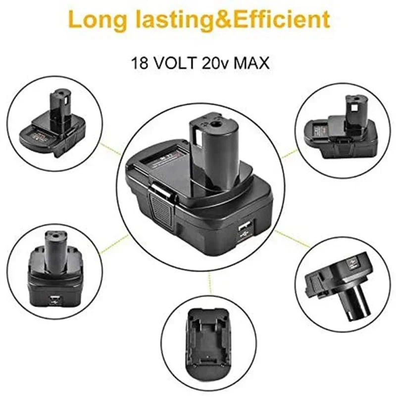 Li-Ion battery conversion adapter DM18RL With USB DM20ROB for RYOBI convert Dewalt 20V To 18V Li-Ion battery adapter