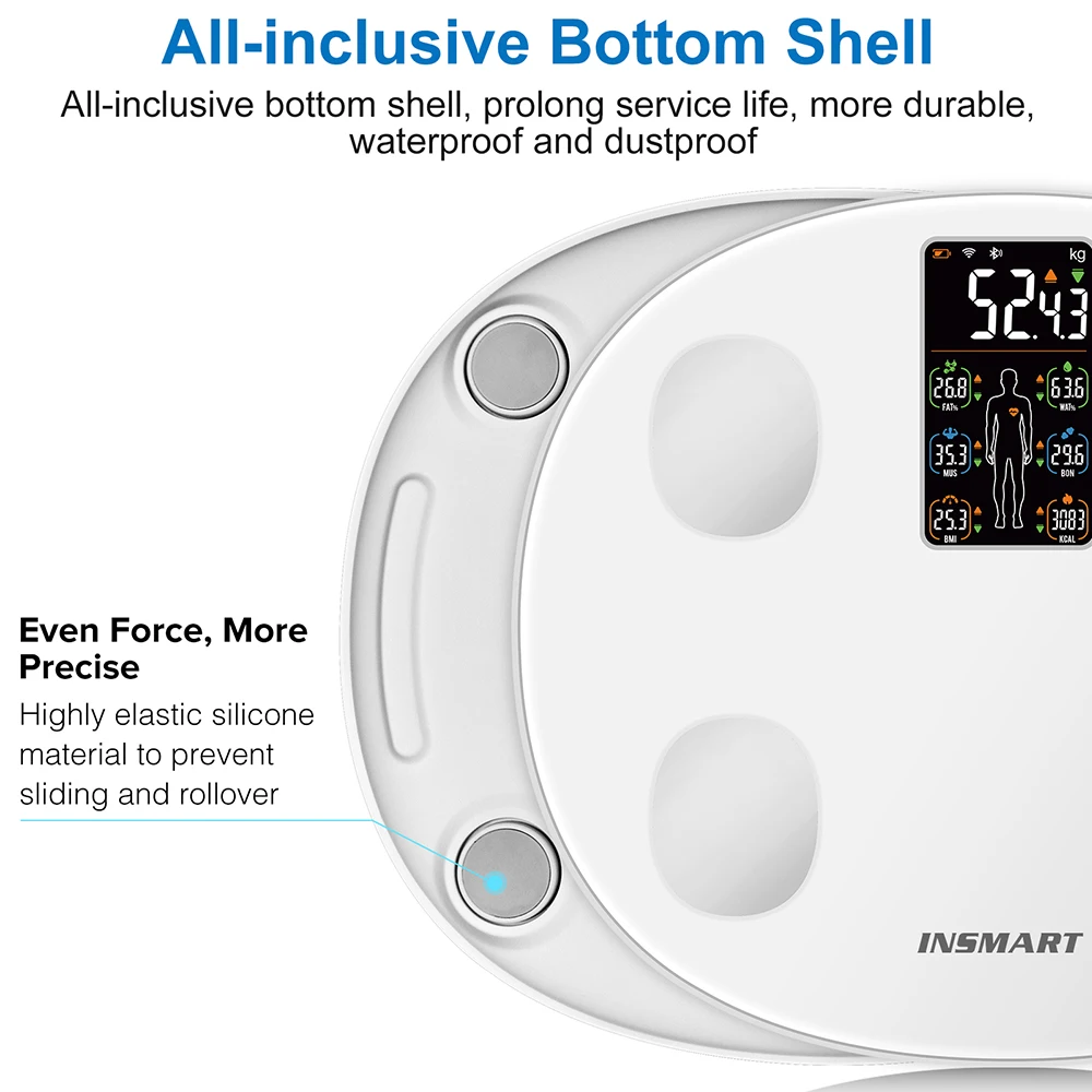 Electronic Scale Weight Scale INSMART Smart BMI Scale Smart Digital Body Weighing Scale Body Fat Composition Analyzer Bathroom Weighing