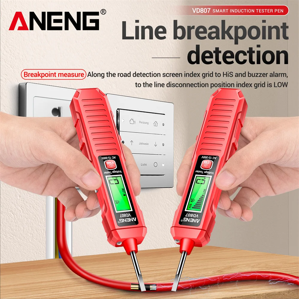 ANENG VD807 One-word Induction Tester Portable 50/60Hz Smart Electric Pen NCV Sensor AC 12-300V Non-contact Wire Detector Tools BEST SELLERS