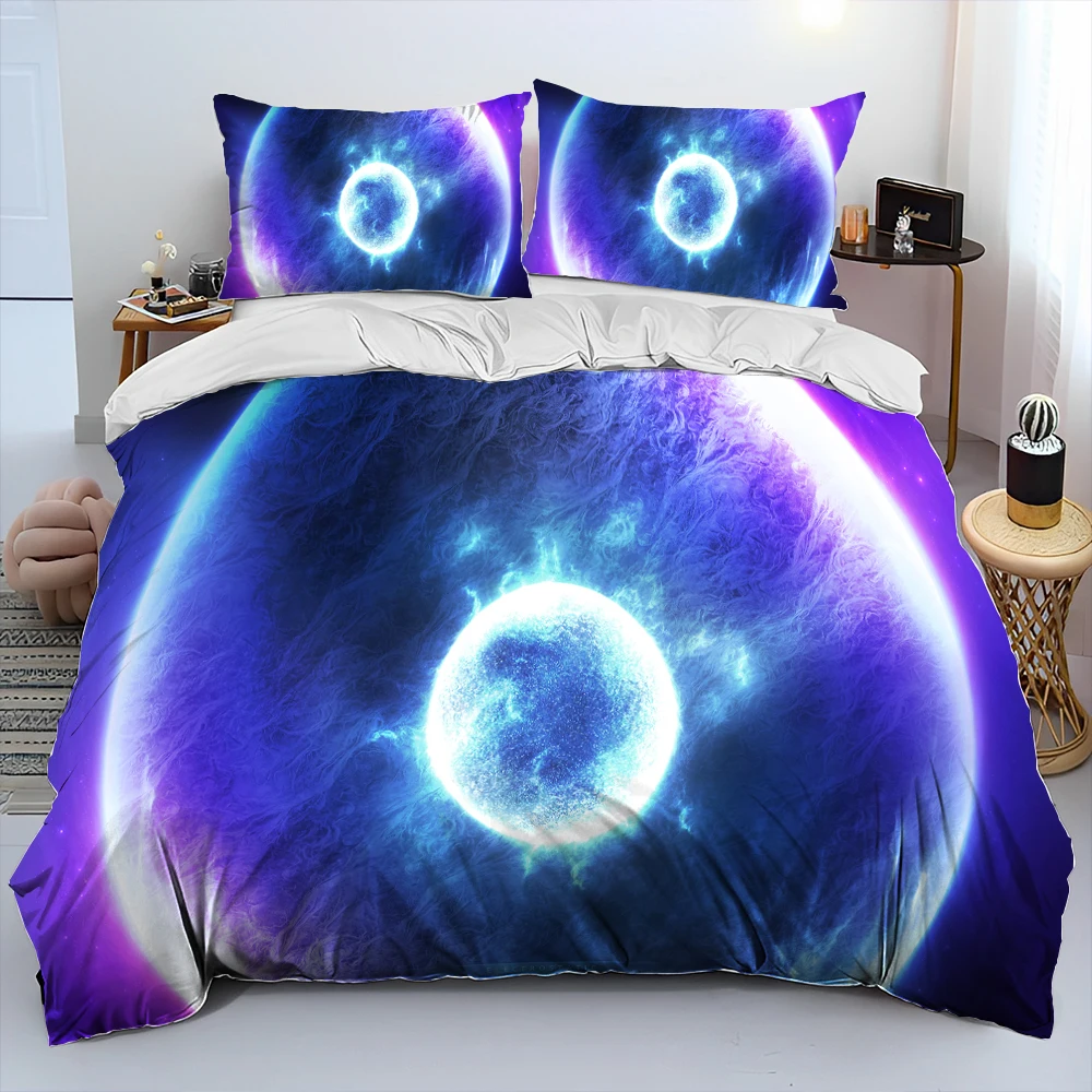 3D Space Fixed Stars Galaxy Earth Comforter Bedding Set,Duvet Cover Bed Set Quilt Cover Pillowcase,King Queen Size Bedding Set