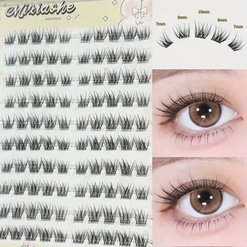 Mixiaohe 100 Clusters Self-Adhesive False Eyelashes Short Pear Blossom C Curl Natural Fluffy DIY Lashes for Beginners 1