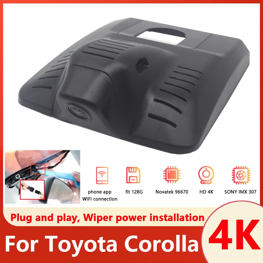 

New!Plug and play Car DVR Wifi Video Recorder 4K Dash Cam Camera Original For Toyota Corolla 2023 Night Vision Control Phone APP