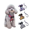 Plaid Dog Harness and Leash Set Pet Cat Vest Harness With Bowknot Mesh Padded For Small Puppy Dogs Chihuahua Yorkies Pug 10A