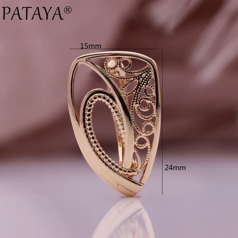 PATAYA New Creative Trend Earrings 585 Rose Gold Color Unique Earrings For Women Geometric Vintage Fine Fashion Jewelry Earrings
