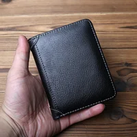 NZPJ Thin Men's Leather Wallet Short Wallet Vertical Top Layer Cowhide Card Holder Men's Coin Purse Bank Card Holder 2