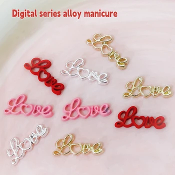 10PCS Metal Love English Letter Nail Art Charms Accessories Supplies Nails Decoration Product Parts Manicure Decor Materials 1
