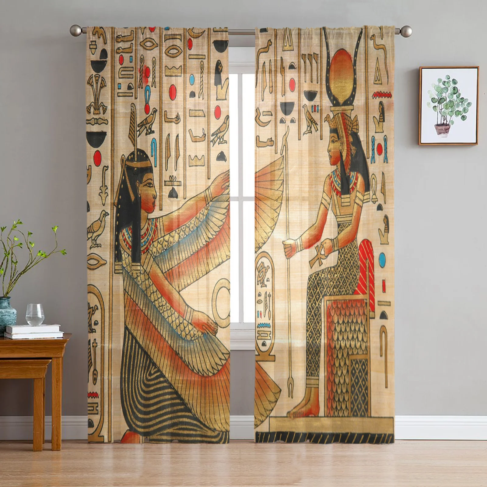 Woman Mural Window Curtains for Living Room Kitchen Door Curtain Sheer Curtains for Bedroom 