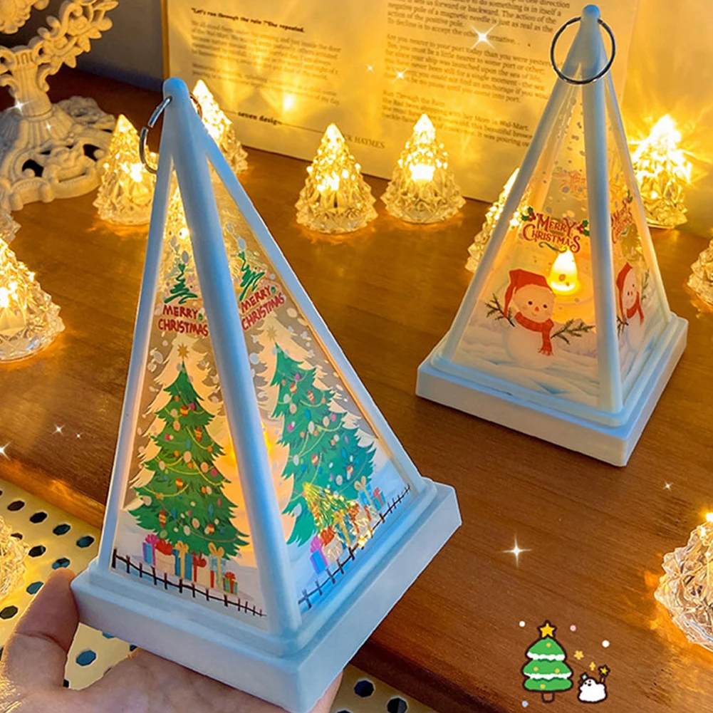 Christmas Lantern Light Illuminated Xmas Pattern Night Light For Christmas Wedding Birthday Decor