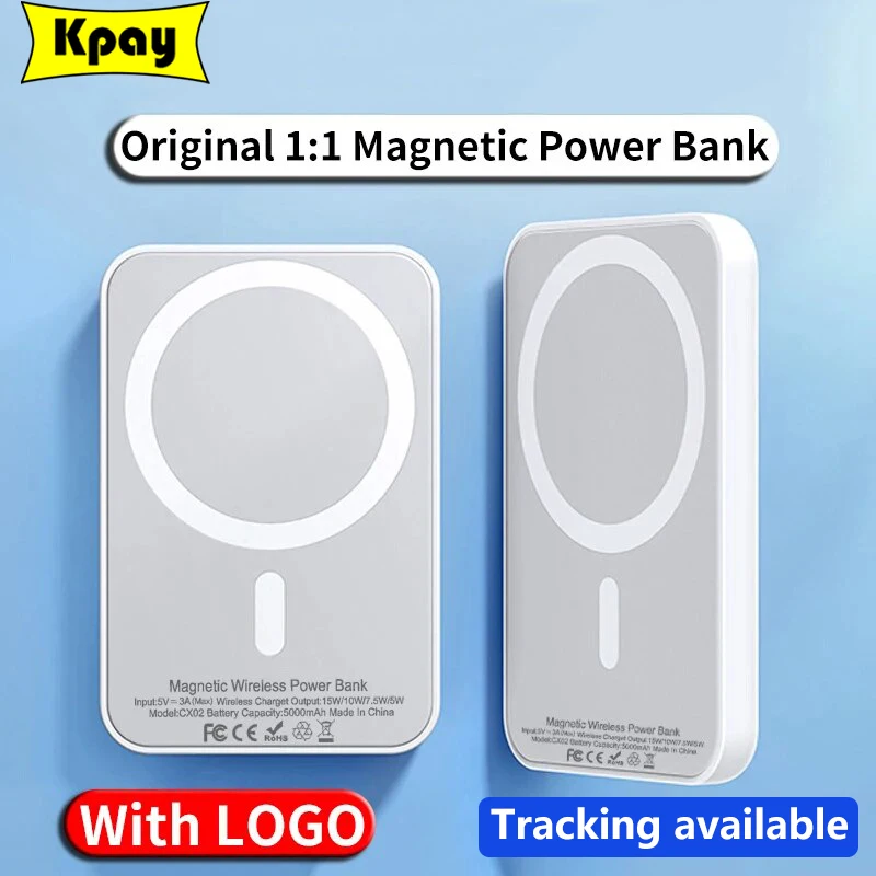 Original 1:1 Macsafe Power Bank Magnetic Wireless Powerbank For iphone 15 14 13 12 Pro External Auxiliary Backup Battery Pack