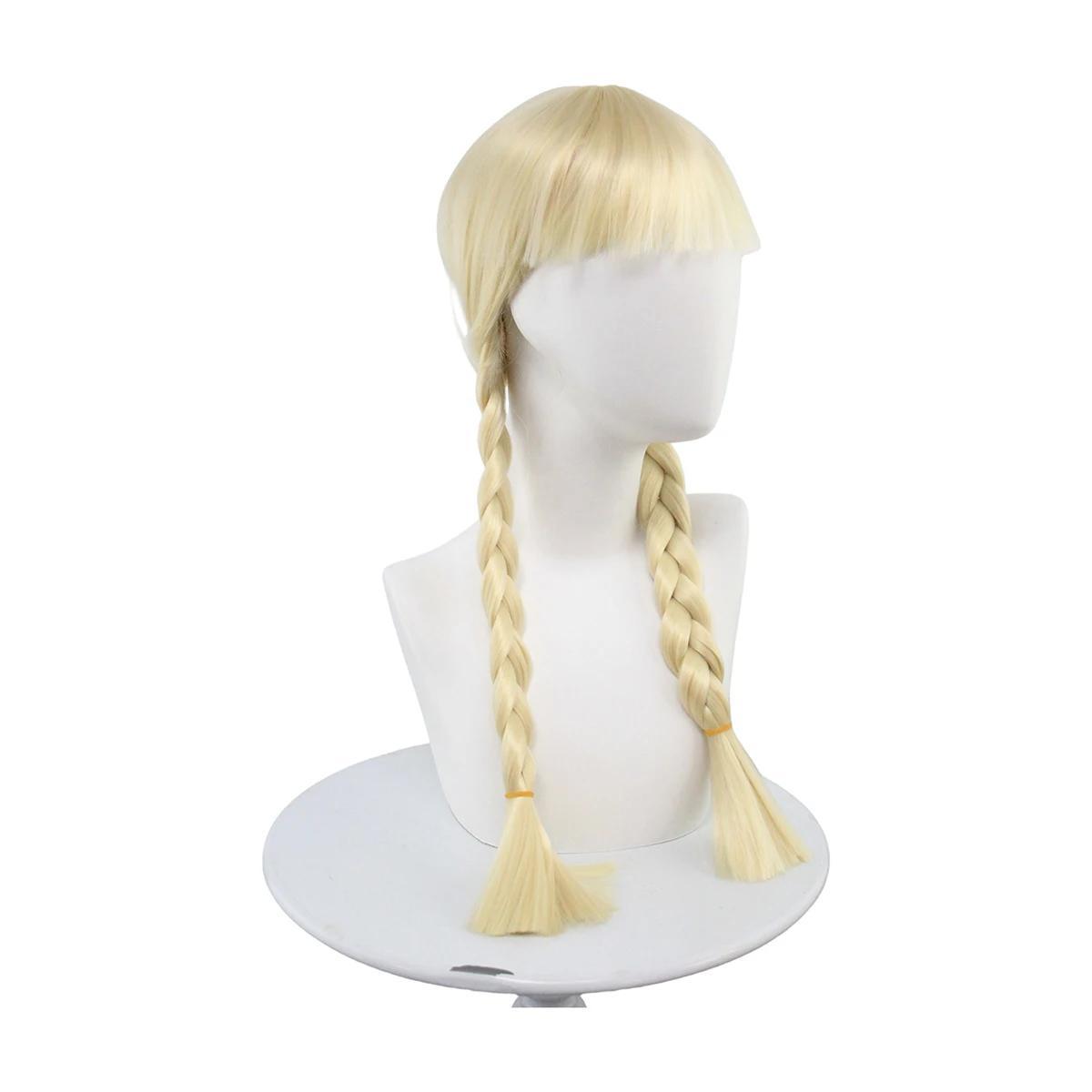 Radiant Blonde Braided Synthetic Wig with Bangs for Cosplay & Costume Events