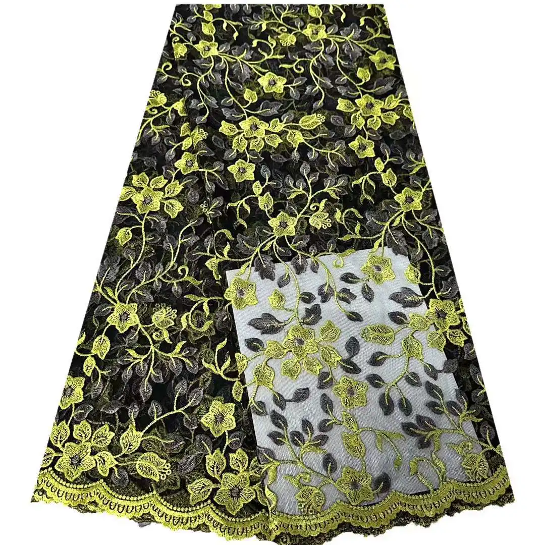 

African Lace Fabric Nigeria Free Shipping Tulle Embroidery Craft Sewing Design Banquet Party Wedding Dress Skirt 5 Yards Trimmng