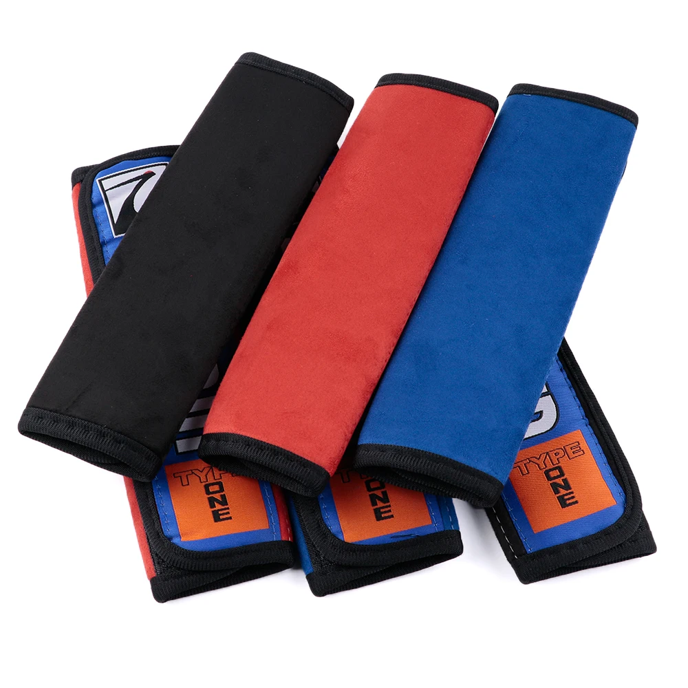 2pcs SPOON Sports JDM Style Suede Seat Belt Cover Soft Harness Pads Shoulder Pad, seat belt covers