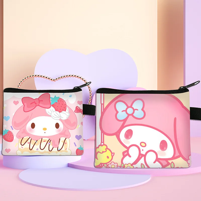 

Sanrio Melody Kawaii Convenient Coin Purse Anime Cartoon Cute Student Large Capacity Coin Key Storage Bag Gift