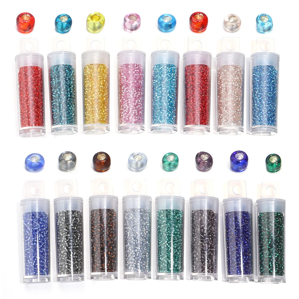2mm Glass Seed Beads Silver Inside 1