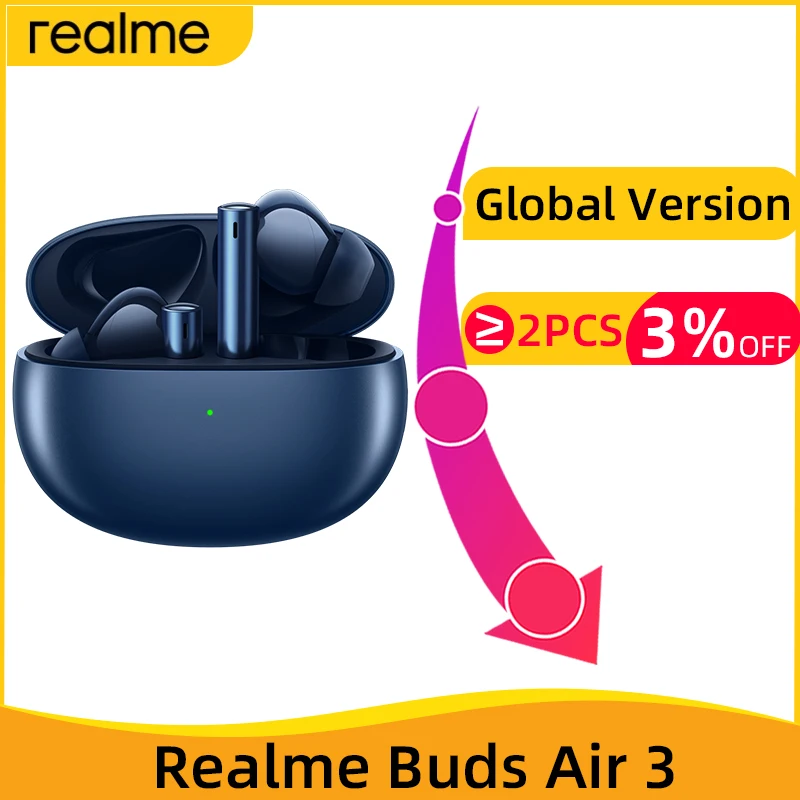 TWS-наушники realme buds Air 3 Bluetooth 5 2 42 дБ с активным шумоподавлением |