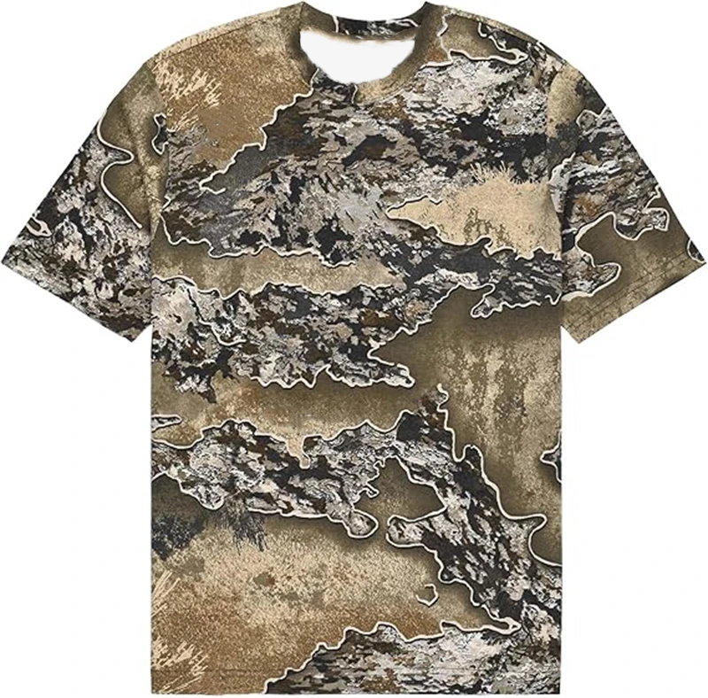 Mens Camo Short Sleeve T Shirt Oversized Streetwear Tee