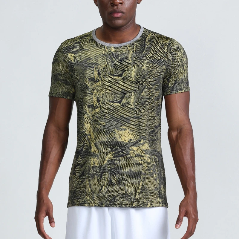 

Летние камуфляжные футболки с принтом и коротким рукавом, мужские быстросохнущие дышащие футболки для бега и занятий спортом на открытом воздухе