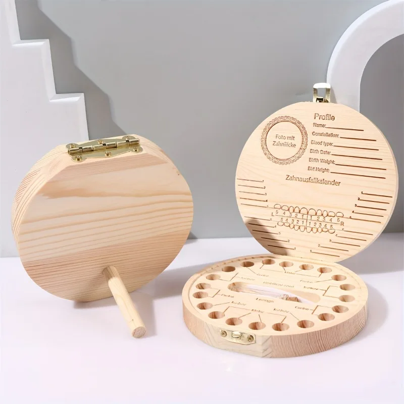 Wood Box Organizer Milk Teeth Wood Storage Collecting Teeth Umbilical Cord Box Wooden Baby Kids Tooth Storage Box Tooth