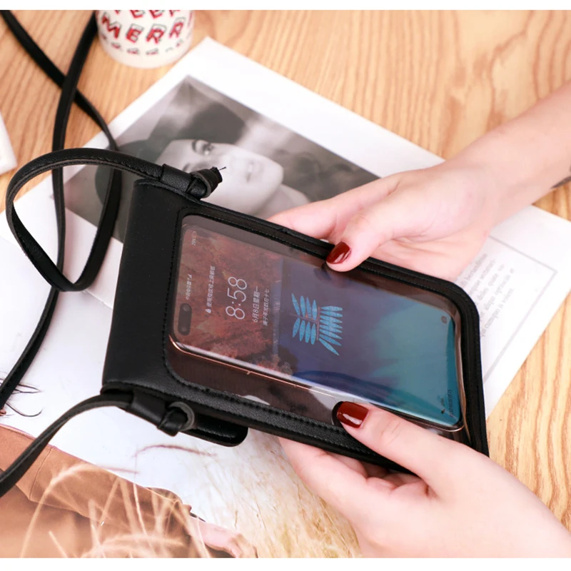 Transparent Touch Screen Retro Simple Mobile Phone Bag Women PU Chain Messenger Bags Small Flap Bag Mini Shoulder crossbody bag,women shoulder bag,women messenger bag