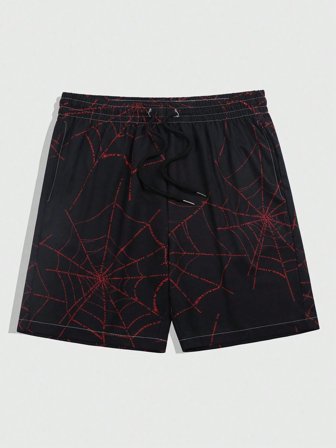 thumbnail image 1 of Pantalones cortos con estampado de telaraña para hombre, estilo gótico, cintura elástica, estampado 3D, degradado, transpirables, ropa de calle corta de poliéster, 1 of 4