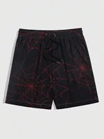 Goth Men Simple Spider Web Print Shorts Men's swim Trunks Elastic Waist 3D Print Gradient Breathable Short Streetwear Polyster 2
