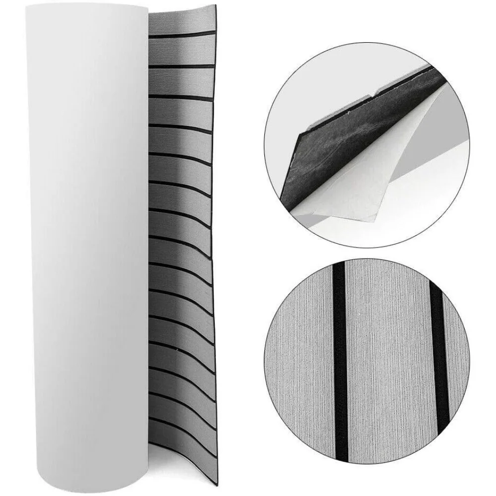 EVA Flooring Mat 35.4X 94.5 inch EVA Foam Yacht Teak Decking Sheet Mat Self-Adhesive Non-Skid for Marine Boat Car 5