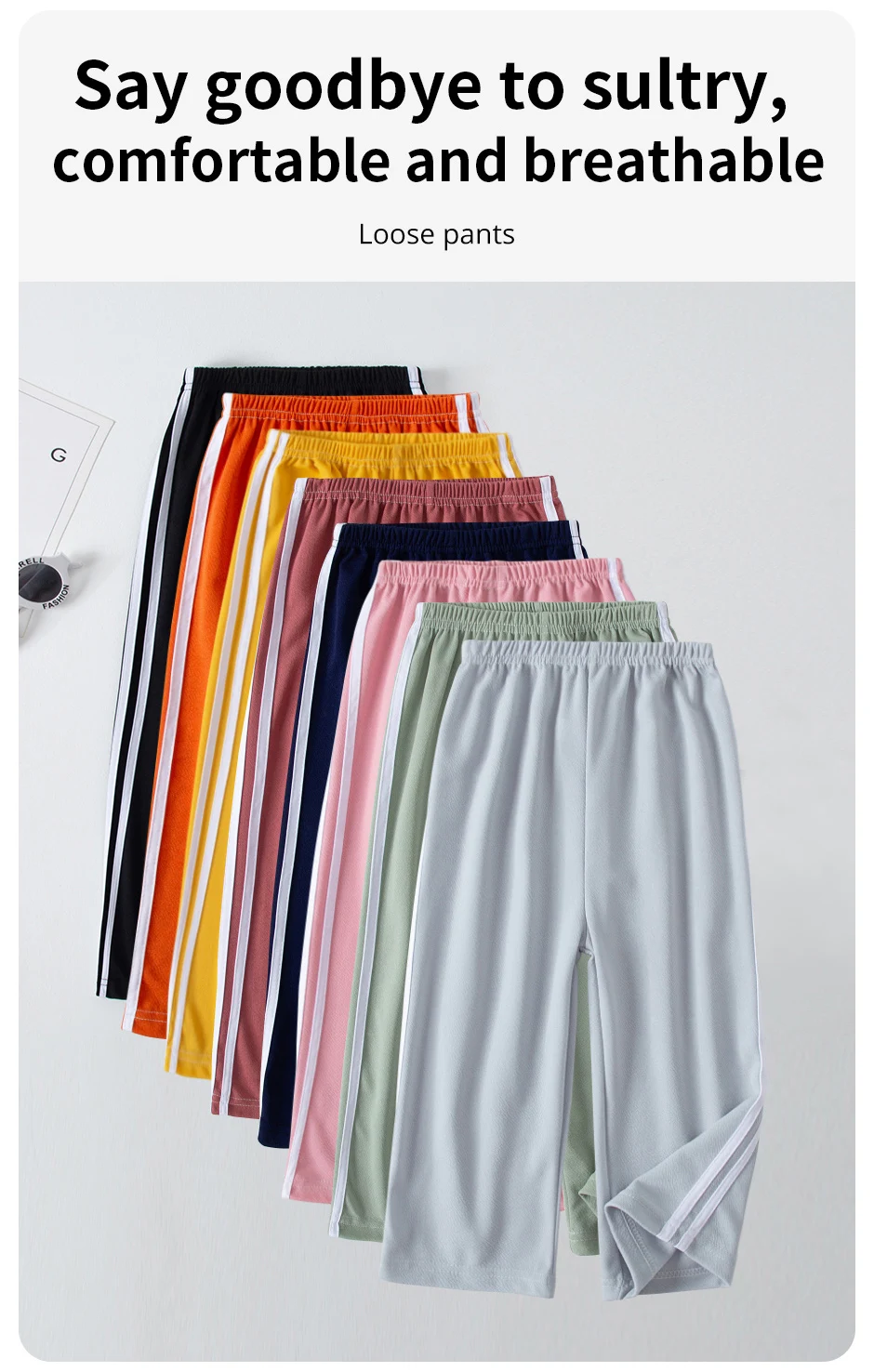 Sommer Kinder dünne Hose mit weitem Bein Jungen und Mädchen Farbe Freizeit sport gerade Hosen bequeme Hosen. – Detail 3