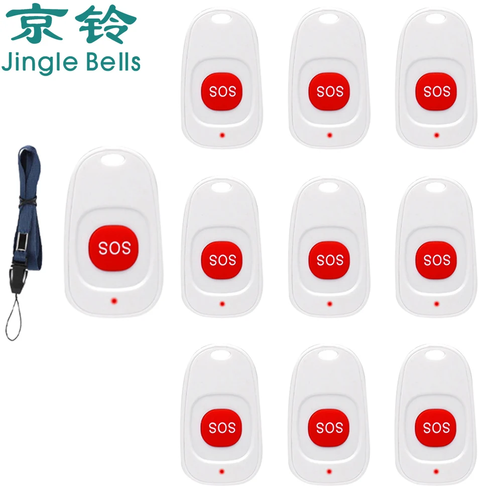 Wireless Calling System 10pcs Caregiver Panic Emergency SOS Call Button Transmitter Wireless Call Bell Pager for the Elederly Patient Clinic Hospital wireless calling system