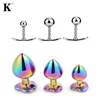 Rainbow Rose Gold Pink Small Medium Size Set Heart Shape Crystal Metal Anal Beads Butt Plug Jewelry Sex Toy For Female Male 1