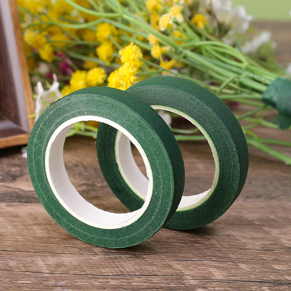 Professional Grade Floral Stem Tape 30 Yard 12MM Width Green and Brown Perfect for Flower Wrapping and Decoration