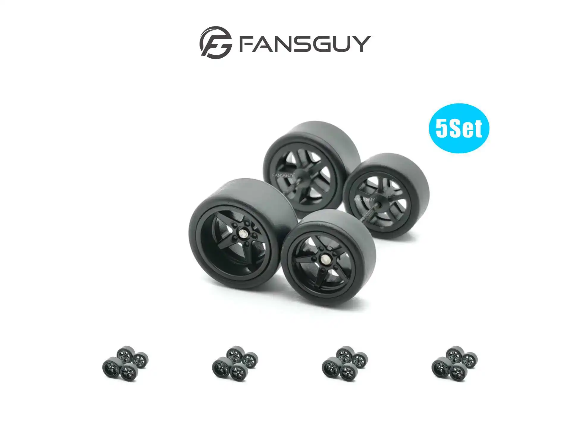 FANSGUY 1/64 합금 자동차 스몰 리어 대형 휠, 핫 휠, BMS 시리즈, 블랙, 화이트, 그레이, 그린, 11.2mm, 13mm, 5 세트