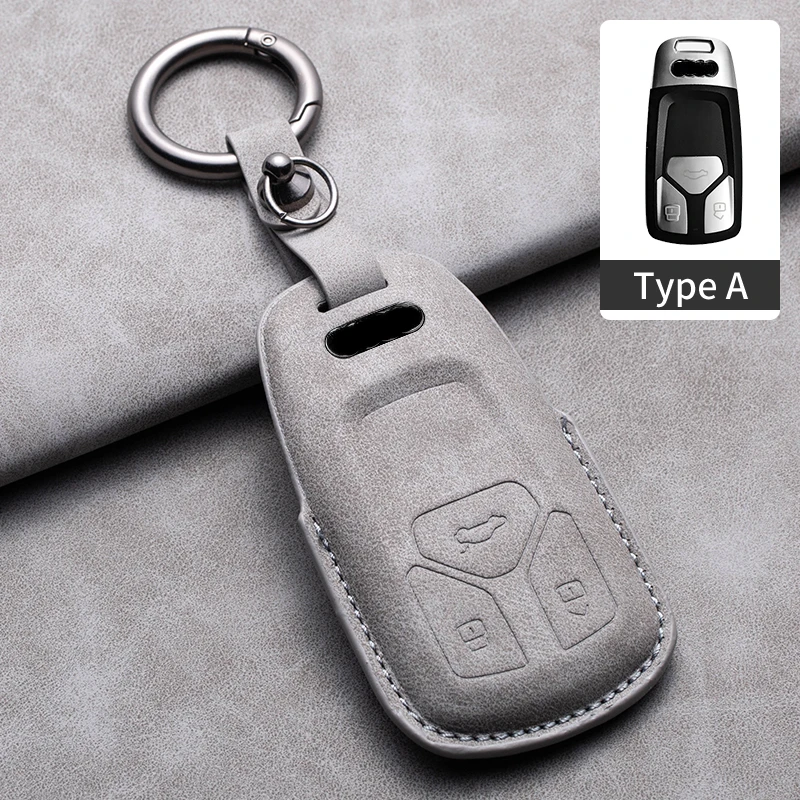 Premium Suede Leather Car Key Case Cover with Keychain Accessories