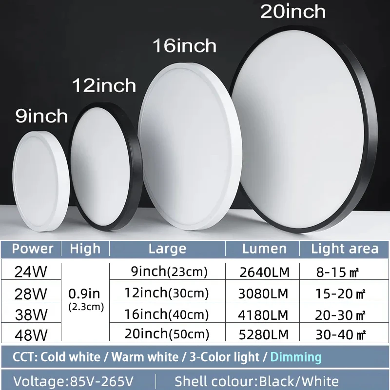 20 인치 대형 초박형 Led 천장 조명 거실 밝기 디 밍이 가능한 AC85-265V 패널 조명에 대 한 현대 스마트 천장 조명