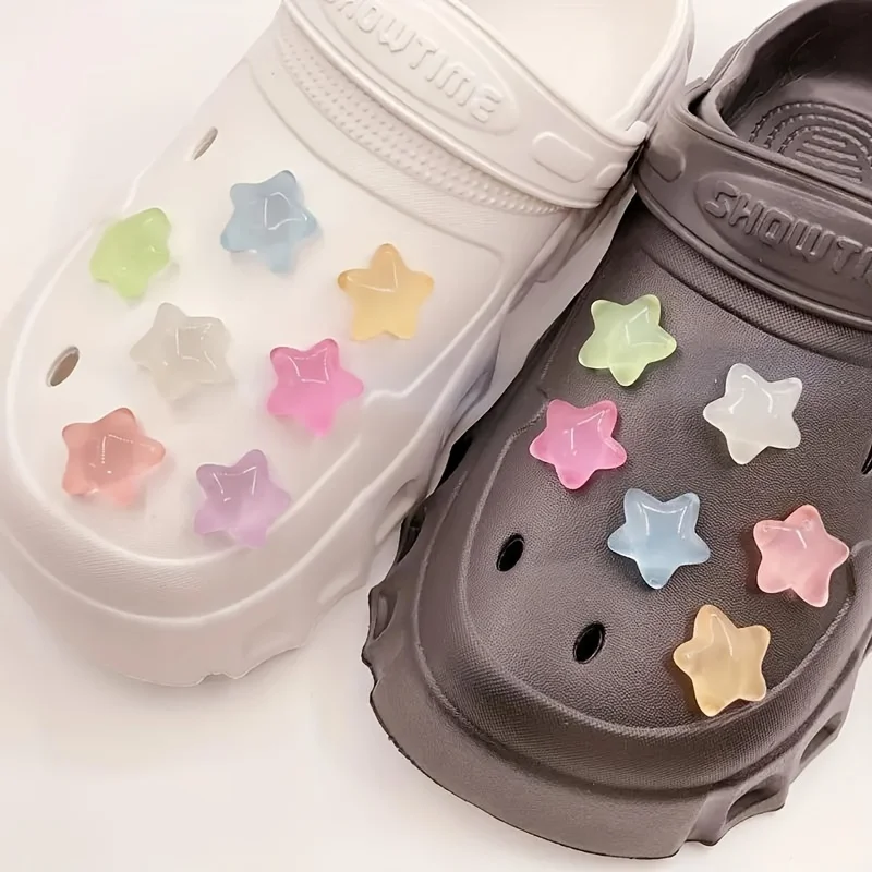 Glow-in-the-Dark Star Shoe Charms Easy Install Fun DIY hole shoes Buckles Hole shoes shoe charms 7/14pcs