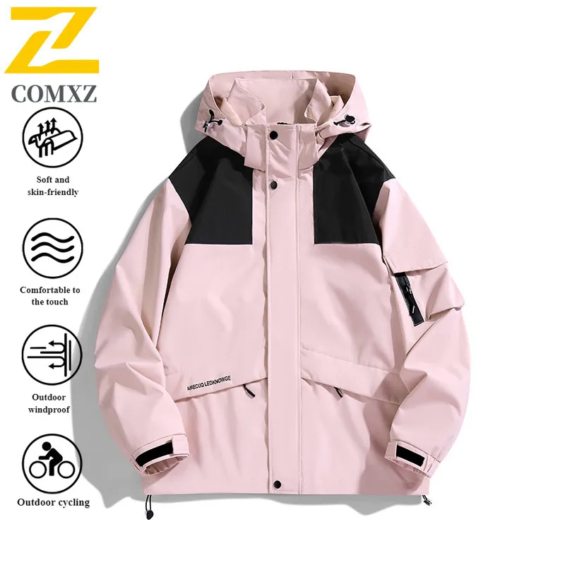 EiAO Jacket Couple's All-Weather Windproof Waterproof Thermal Hooded Outdoor Coat for Hiking Camping Fishing Multi-Scenario Wear