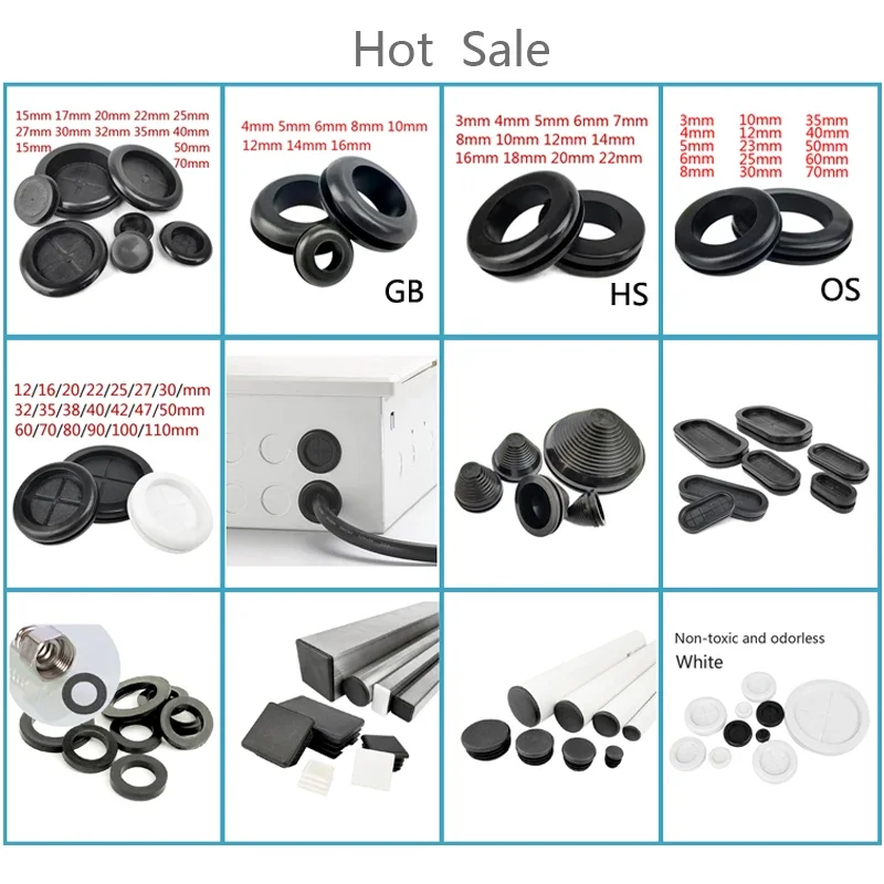 1pcs Rubber Wire Hole dust Covers Plugs Black tapered cable seal Ring grommet gas inlet outlet case box plate cable protector