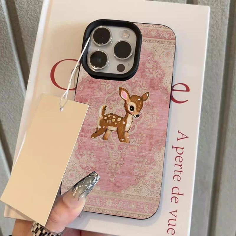 Luxurious Brown Deer Textured Lychee Pattern Soft Phone Case