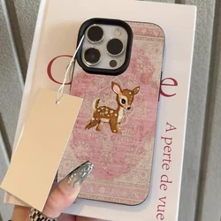 Luxurious Brown Deer Textured Lychee Pattern Soft Phone Case - iPhone 15 Plus (1)