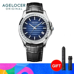 AGELOCER Original Baikal Watch Men's Big Calendar Business Formal Automatic Mechanical Watch Diamond Watch Birthday Gift for Men