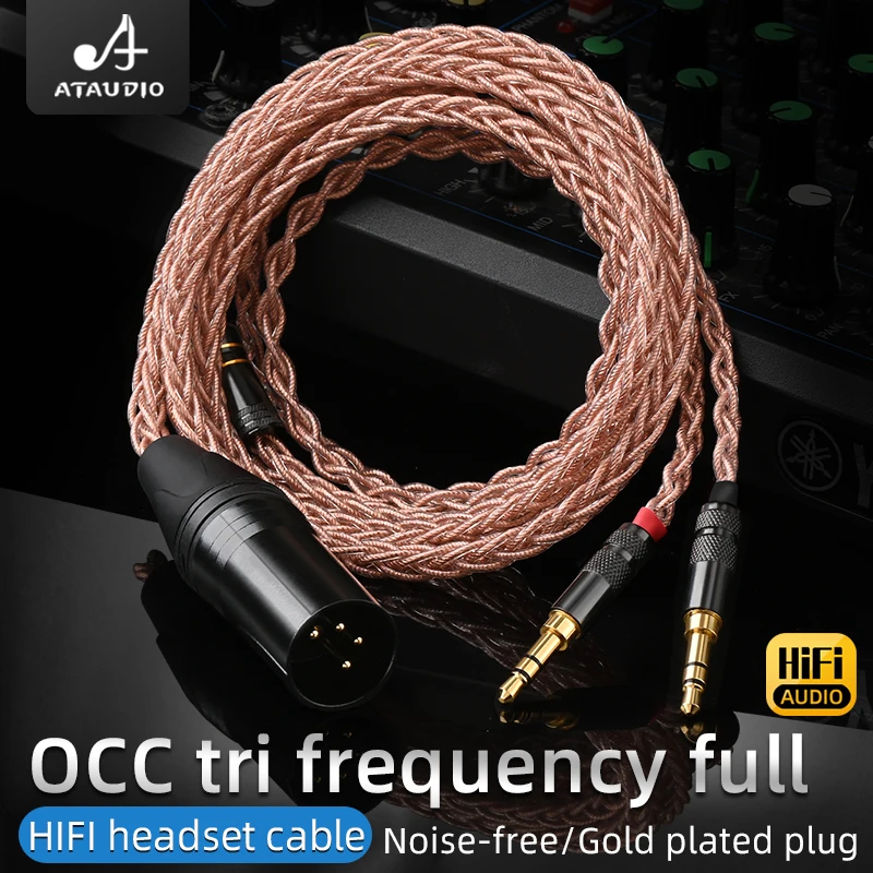 Ataudio-hi fi Headphone Cabo Cabo Headconjunto 24k Gold Plated Plug Xlr para Stereo Hi-end Stands Núcleo Occ 35 mm He400i He400s - Image 5