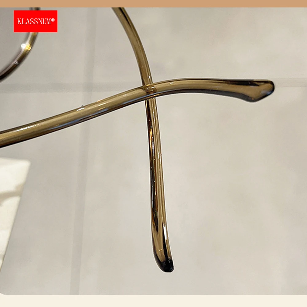 KLASSNUM Damen-Brille mit großem Rahmen, Anti-Blaulicht-Brille, transparent, Computer-Brille, Retro, ultraleichte Brille, flache Spiegel, 2025, neu – Detail 4