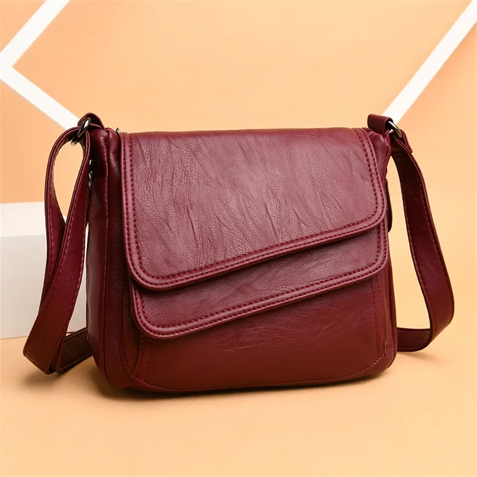 Multi Pockets Soft Leather Purses and Handbags Women Designer Shoudler Crossbody Bags Casual