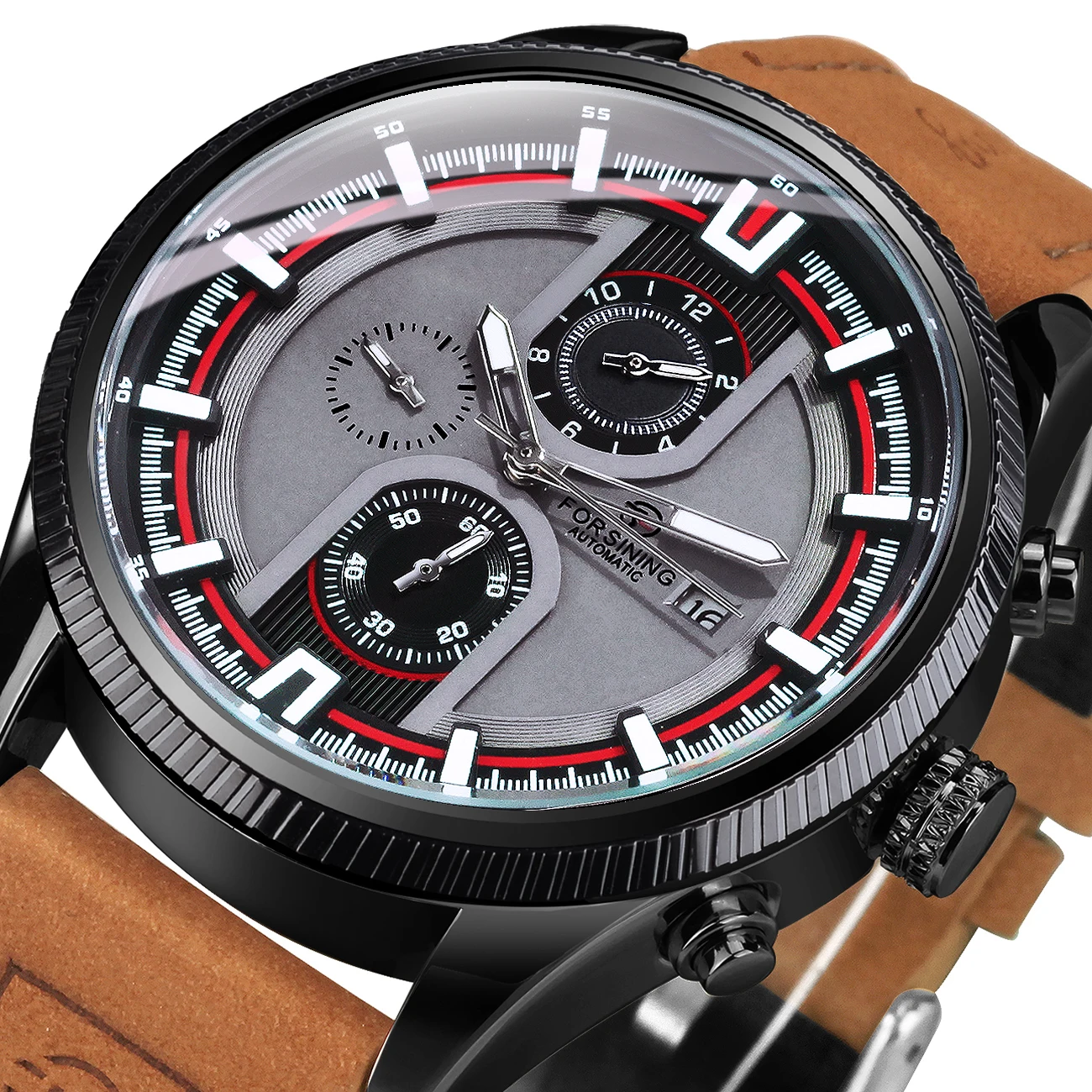 Forsining Sports Mechanical Watches Fashion Dual Time Zone