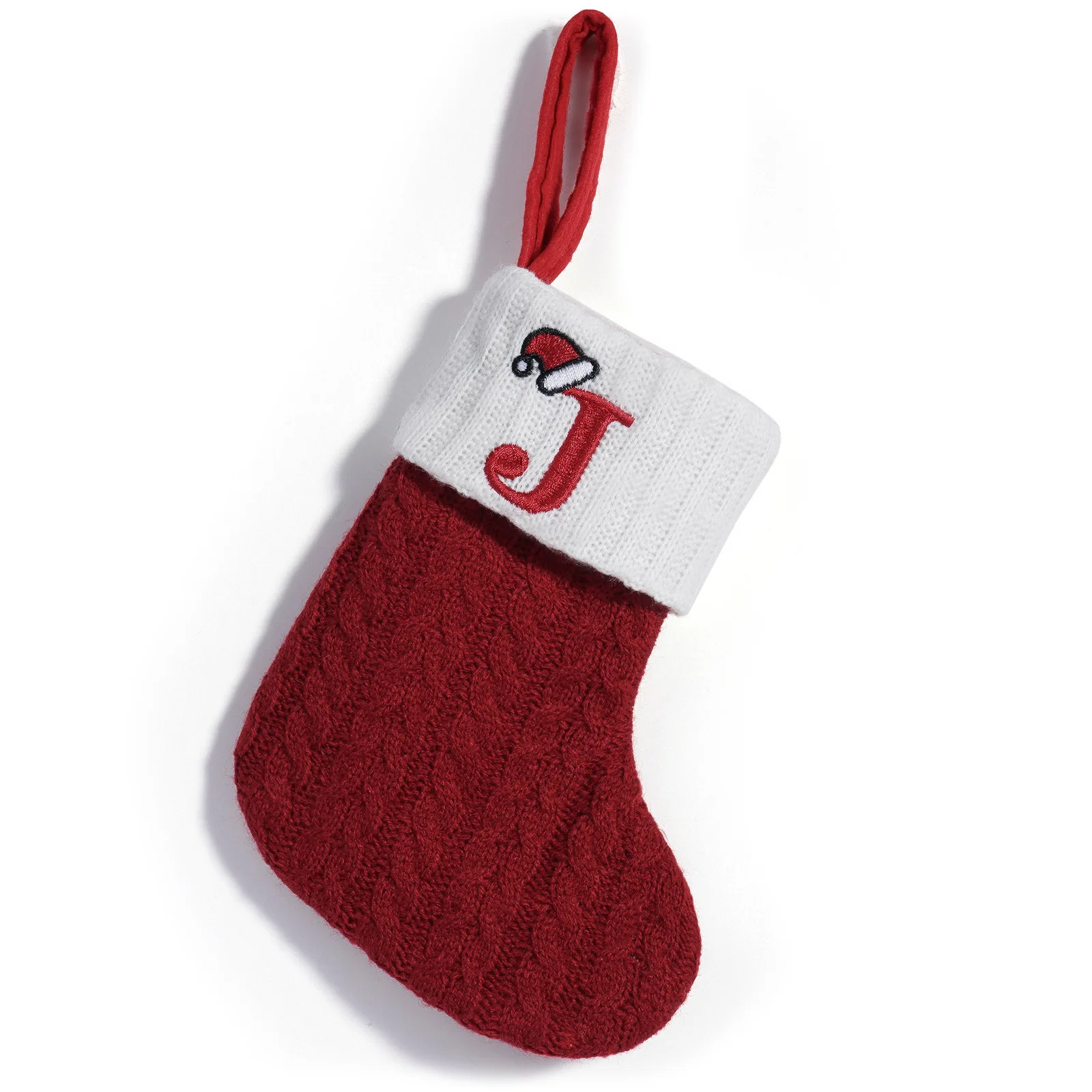 thumbnail image 1 of Calcetines de punto con alfabeto navideño, bonitos calcetines de punto rojos para decoración navideña, adornos para árbol de Navidad, regalo de Papá Noel, 1 of 5