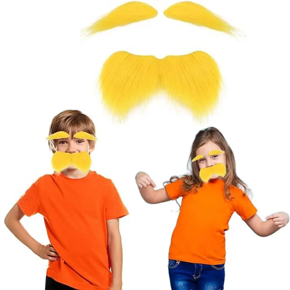thumbnail image 2 of Yellow Mustache And Eyebrows, Funny Artificial Beard Fake 2 of 11